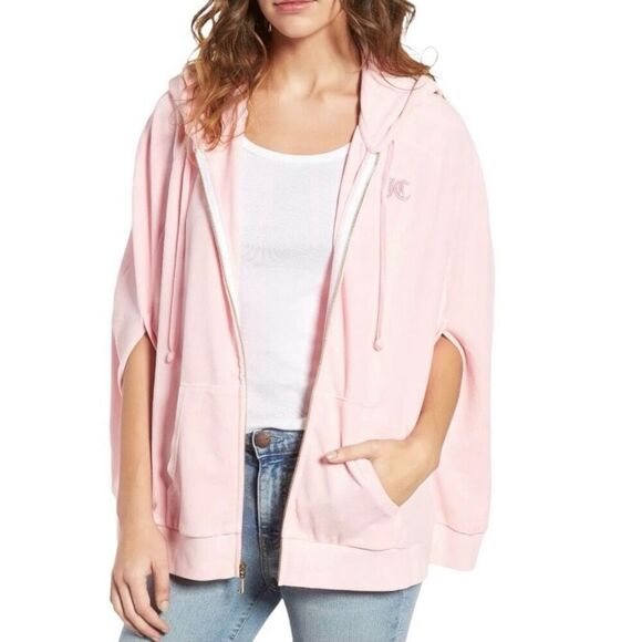 Juicy Couture Black Label Pink Velour Front Zip Hooded Cape Dead Stock Oversized - Picture 1 of 7